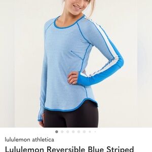 lululemon athletica Blue Striped Long Sleeve Top
